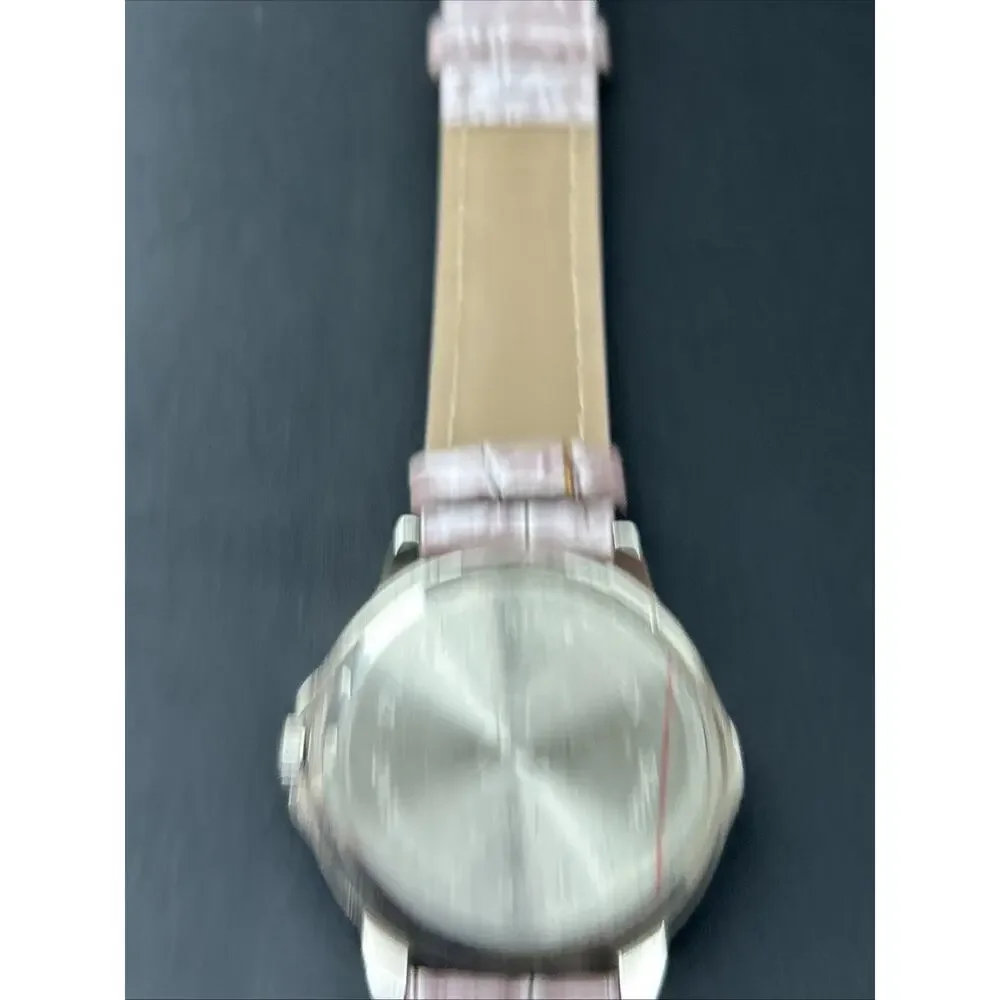 Silver Tone Pearlized Dial Purple Band Women’s Quartz Watch